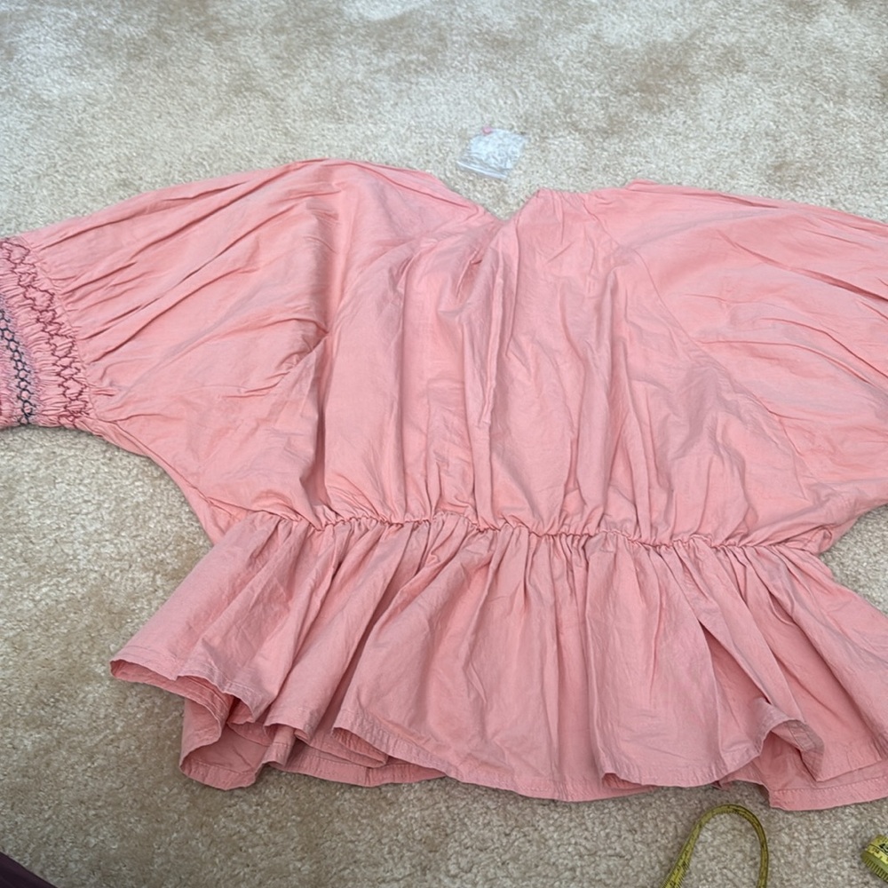 NWOT Free People Where We Meet Smocked Blouse Top Size L. NWOT - Picture 10 of 10